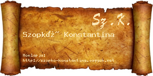Szopkó Konstantina névjegykártya